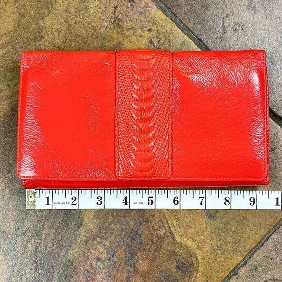 Hobo International Patent Leather Coral Clutch Wallet Purse - Picture 2 of 11